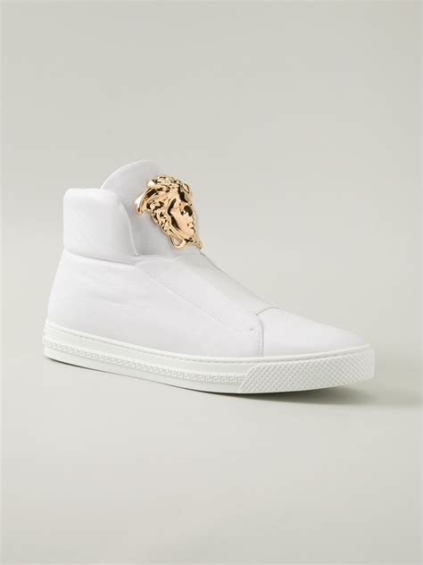 white hightop strap versace sneaker|farfetch versace sneakers.